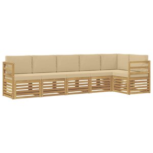 vidaXL Ensemble de canapés d'extérieur 6 pc Blanc et Beige Polyester