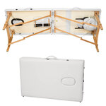 Tectake Table de massage pliante 2 Zones Bois, cosmétique, portable - blanc