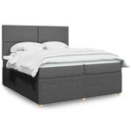 vidaXL Sommier à lattes de lit avec matelas Gris foncé 200x200cm Tissu