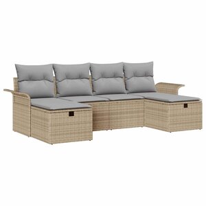 vidaXL Ensemble de canapé de jardin 6 Pièces Beige et Gris clair