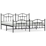 vidaXL Cadre de lit métal avec tête de lit/pied de lit noir 193x203 cm