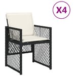 vidaXL Chaises de jardin lot de 4 avec coussins noir résine tressée