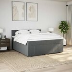 vidaXL Sommier à lattes de lit avec matelas Gris foncé 180x200cm Tissu
