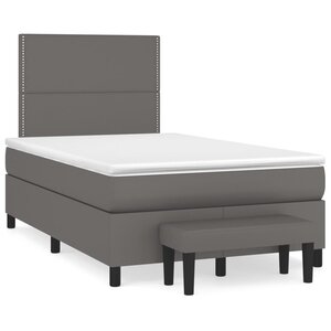 vidaXL Sommier à lattes de lit avec matelas Gris 120x200 cm Similicuir