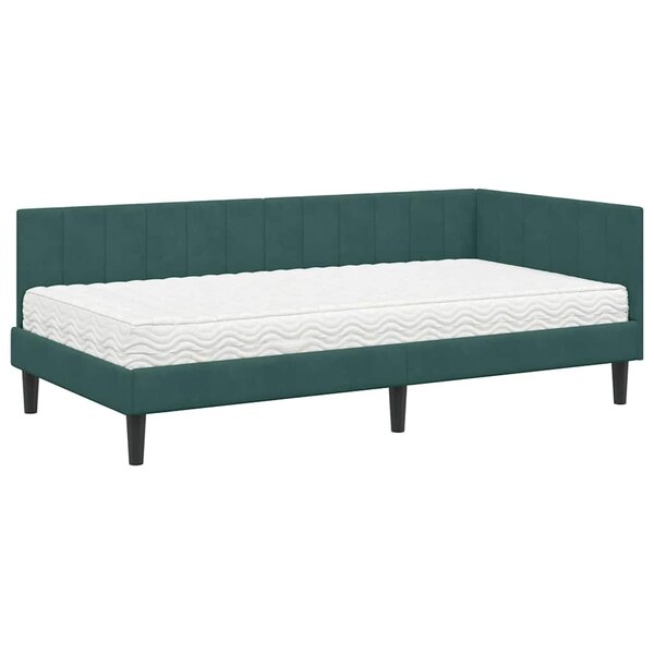 vidaXL Cadre de lit d'angle Vert foncé 90 x 200 cm Velours