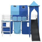 vidaXL Lit mezzanine pour enfants Blanc et Bleu 90 x 190 cm Métал