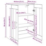 vidaXL Buffet vieux bois 69 5x34x90 cm bois d'ingénierie