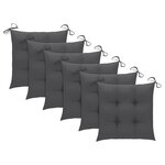 vidaXL Chaises de jardin lot de 6 avec coussins anthracite Teck solide