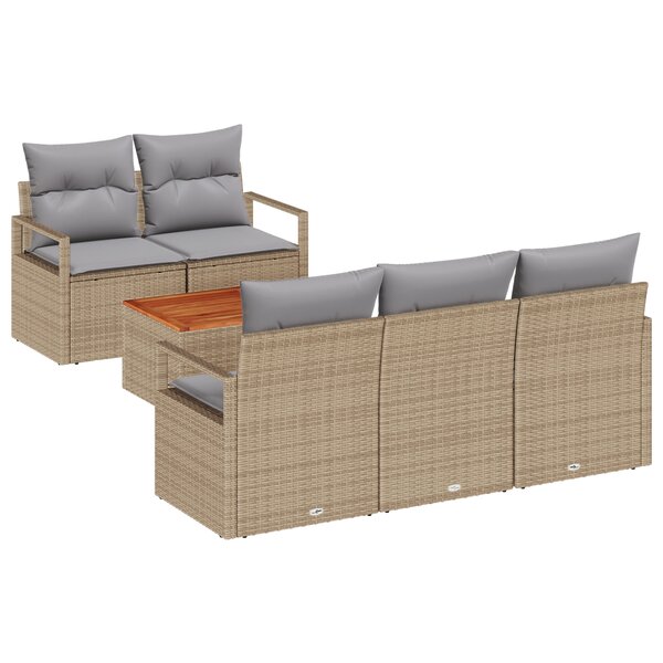 vidaXL Ensemble de Canapés de Jardin 6 Pièces Beige  gris clair Moyenne