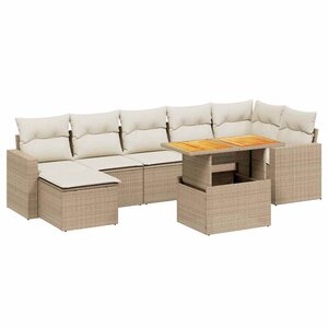 vidaXL Salon de jardin avec coussins 8 Pièces beige résine tressée