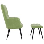 vidaXL Chaise de relaxation avec tabouret Vert clair Velours