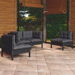 vidaXL Salon de jardin 4 Pièces avec coussins bois de pin massif