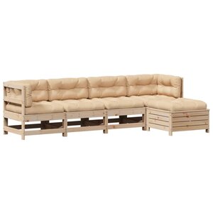 vidaXL Salon de jardin 5 Pièces avec coussins Bois de pin massif