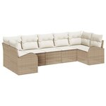 vidaXL Ensemble de canapé de jardin 7 Pièces Beige Poly rotin