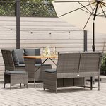 vidaXL Salon de jardin 5 Pièces avec coussins gris résine tressée