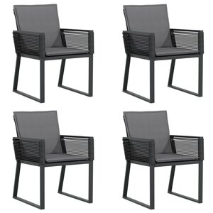vidaXL Chaises de jardin lot de 4 avec coussins noir résine tressée