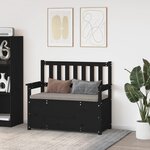 vidaXL Banc Noir 112 5x51 5x96 5 cm Bois de pin massif