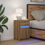 vidaXL Armoire de chevet LED chêne artisanal 38 x 34 x 61 cm