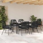 vidaXL Ensemble de salle à manger pour jardin 7 Pièces Noir polyrotin
