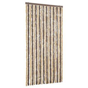 vidaXL Rideau anti-mouches marron foncé et beige 90x220 cm chenille