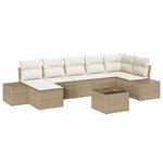 vidaXL Ensemble de canapé de jardin 8 Pièces Beige Poly rotin