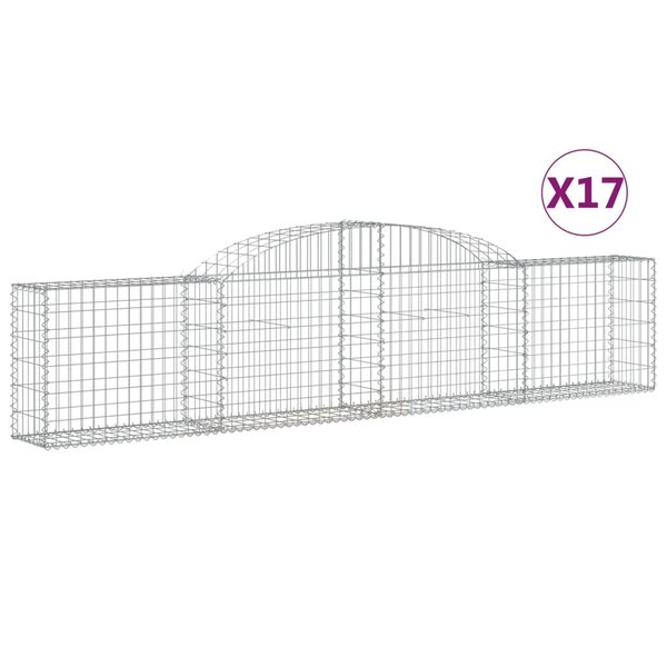 vidaXL Paniers à gabions arqués 17 Pièces 300x30x60/80 cm Fer galvanisé