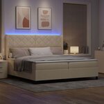 vidaXL Lit à ressort LED avec matelas Crème 200 x 200 cm tissu