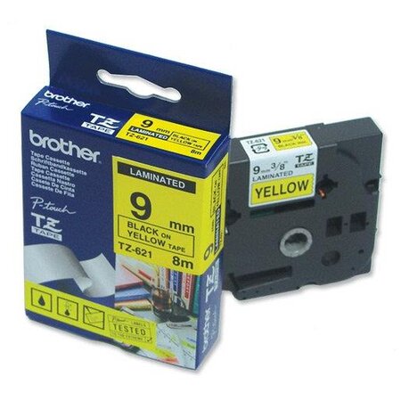 Tze-tape tze-621 cassette à ruban  largeur: 9 mm noir / jaune brother