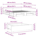 vidaXL Cadre de lit avec tiroirs sans matelas gris béton 200x200 cm