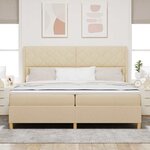 vidaXL Lit à Ressorts avec matelas Crème 200 x 200 cm tissu