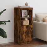 vidaXL Buffet avec lumières LED chêne fumé 41x37x100 cm