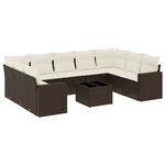 vidaXL Salon de jardin 10 Pièces avec coussins marron résine tressée