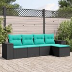 vidaXL Salon de jardin 5 Pièces avec coussins noir résine tressée