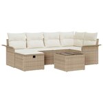 vidaXL Ensemble de canapé de jardin 7 Pièces Beige Poly rotin