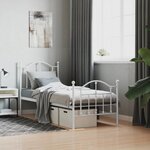 vidaXL Cadre de lit métal avec tête de lit/pied de lit blanc 75x190 cm