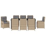 Ensemble de salle à manger de jardin vidaXL 9 pièces en rotin beige
