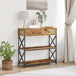 Table Console vidaXL en bois ancien 75x28x75 cm en bois d'ingénierie et acier