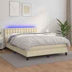 vidaXL Sommier à lattes de lit avec matelas et LED Crème 140x200 cm