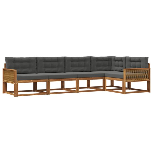 vidaXL Ensemble de canapés d'extérieur 5 Pièces Naturel et Anthracite