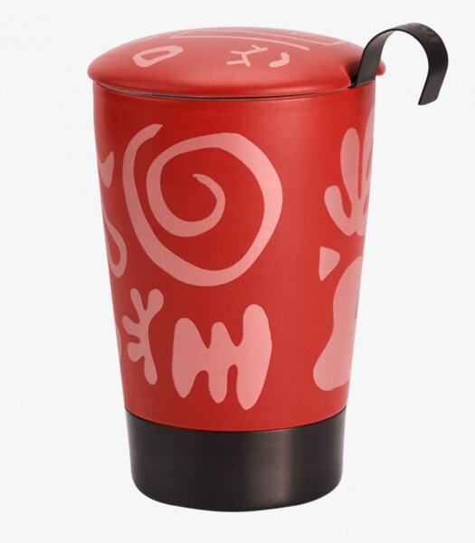 Tasse en porcelaine à double paroi avec infuseur opéra rouge