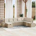 vidaXL Ensemble de canapé de jardin 8 Pièces Beige 55 x 62 x 69 cm