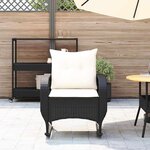 vidaXL Chaise à bascule de jardin avec coussins noir résine tressée