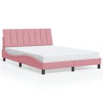 vidaXL Cadre de lit avec lumières LED rose 140x200 cm velours