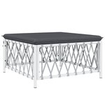 Salon de jardin meuble d'extérieur ensemble de mobilier 4 pièces avec coussins blanc acier 02_0016084