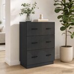 vidaXL Armoire à tiroirs Noir 66 x 34 5 x 87 cm Bois d'ingénierie