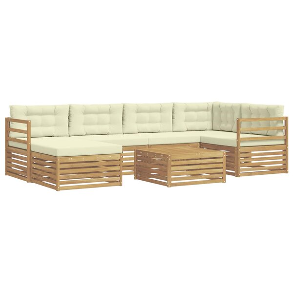 vidaXL Ensemble de canapés d'extérieur 7 pc Blanc et crème