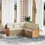 vidaXL Salon de jardin avec coussins 5 Pièces beige résine tressée