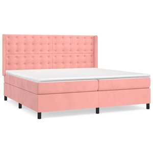 vidaXL Sommier à lattes de lit avec matelas Rose 200x200 cm Velours