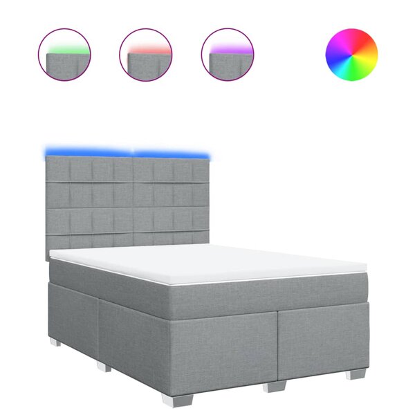 vidaXL Sommier à lattes de lit avec matelas Gris clair 140x190cm Tissu