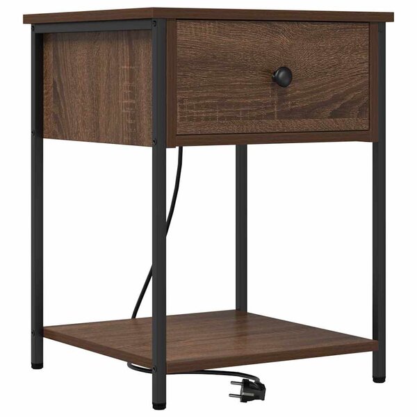 vidaXL Cabinet de chevet avec tiroir Chêne marron 42 x 41 x 56 cm